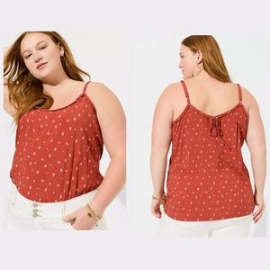 Torrid Orange Geometric Print Braided Sleeveless Tank Top Blouse
